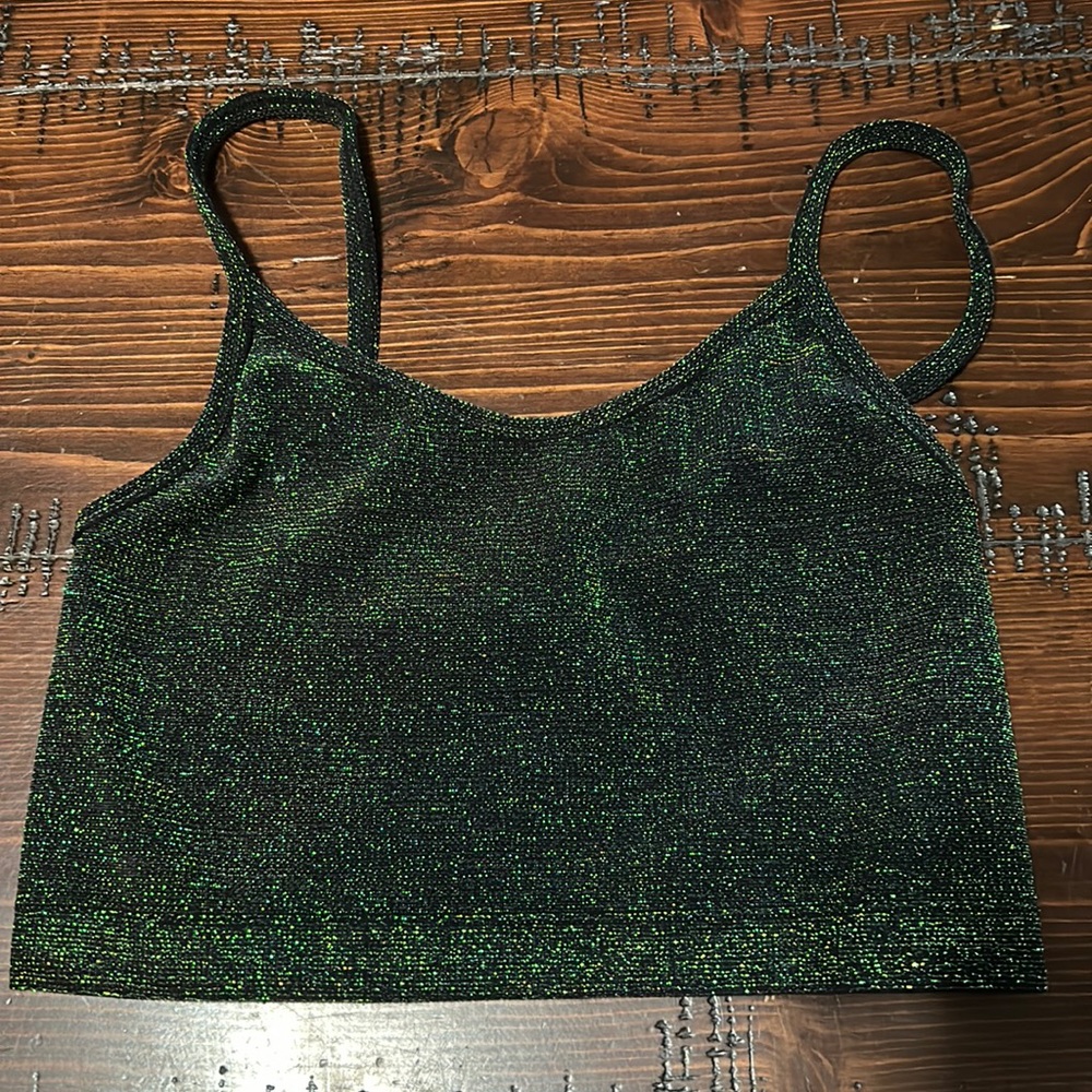 Dark green sparkle cropped cami